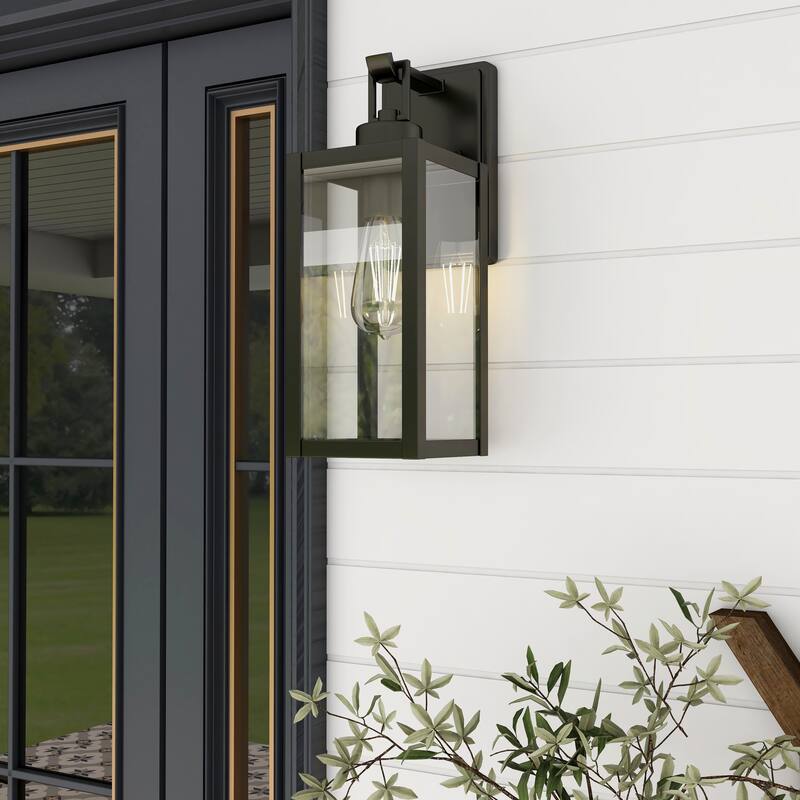 4 Pack 1-Light Matte Black Modern Outdoor Wall Lantern