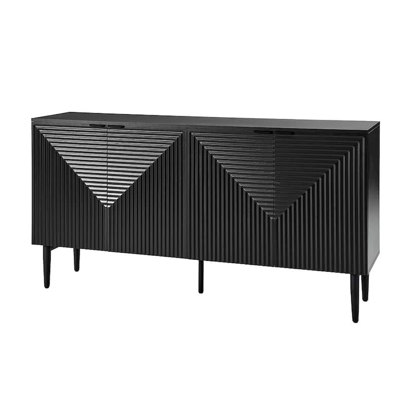 Burkart Modern 63"Wide 4-Door Sideboard with Wine Rack and Metal Leg by HULALA HOME