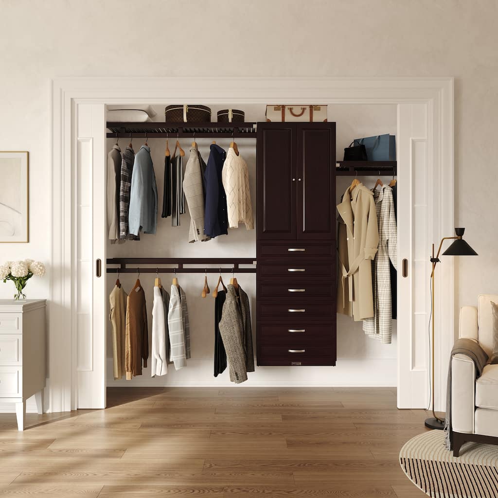 John Louis Home 12in. Deep Solid Wood 6-Drawer/Raised Panel Doors Simplicity Organizer Espresso