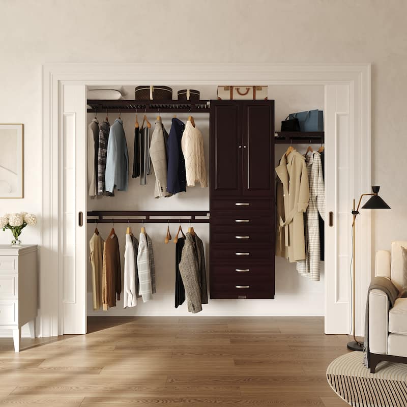 John Louis Home 12in. Deep Solid Wood 6-Drawer/Raised Panel Doors Simplicity Organizer Espresso