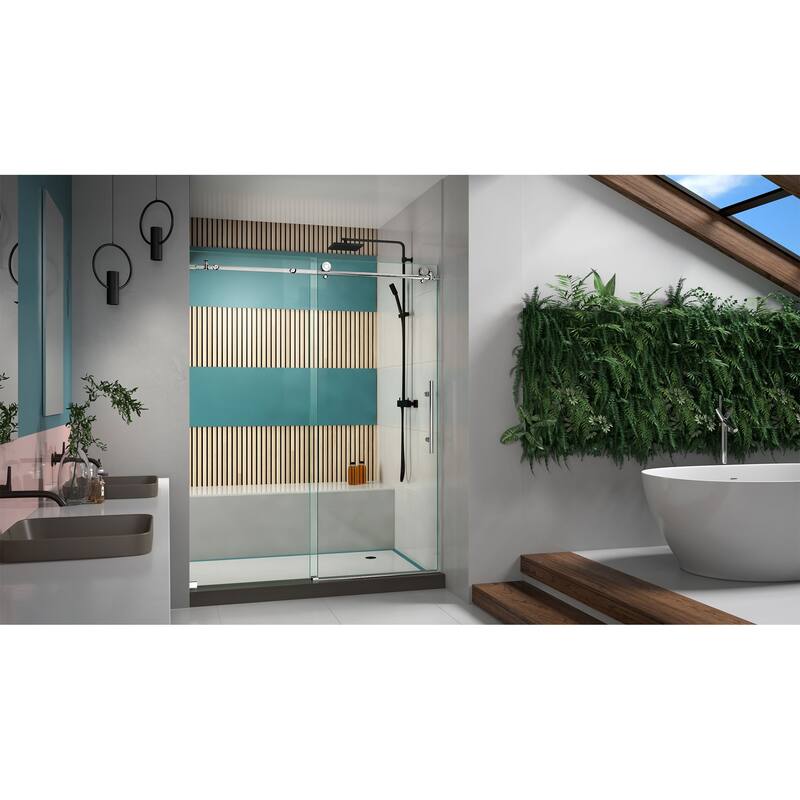 DreamLine Enigma-X 56-60 in. W x 76 in. H Fully Frameless Sliding Shower Door - 56" - 60" W