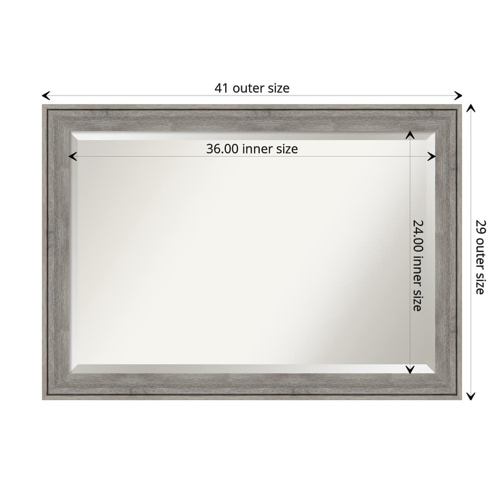 Beveled Wood Bathroom Wall Mirror - Regis Barnwood Grey Frame - Regis Barnwood Grey
