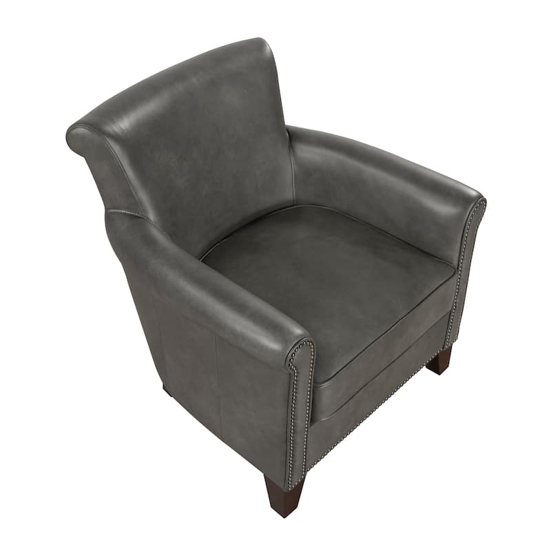 Raya 31.5" Leather Upholstered Accent Chair - Nailhead Trim
