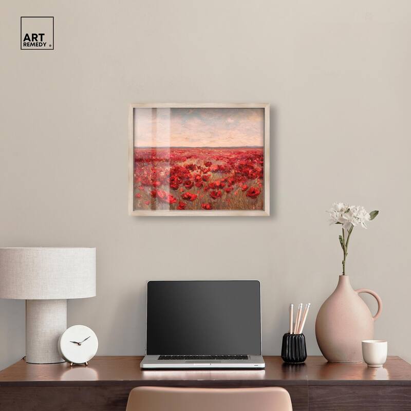 Sea of Red Poppies I Shadowbox by Art Remedy
