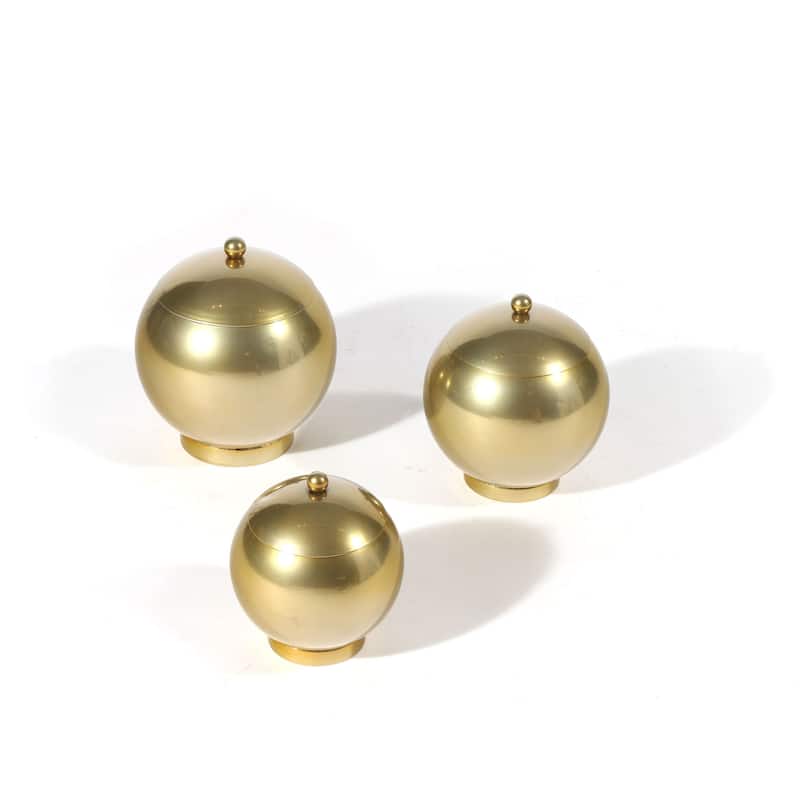 HomeRoots Set of Three Gold Metal Decorative Lidded Canisters - 8' X '9' X '8