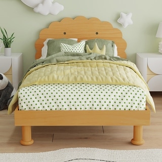 Kids Cookie-Shaped Twin Size Platform Bed for Boys & Girls