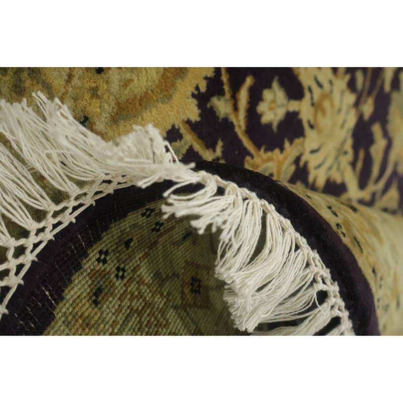 Hand Knotted Oriental 100% Wool Carpet Traditional All-Over Black Agra Area Rug - 4' 0'' X 4' 0''