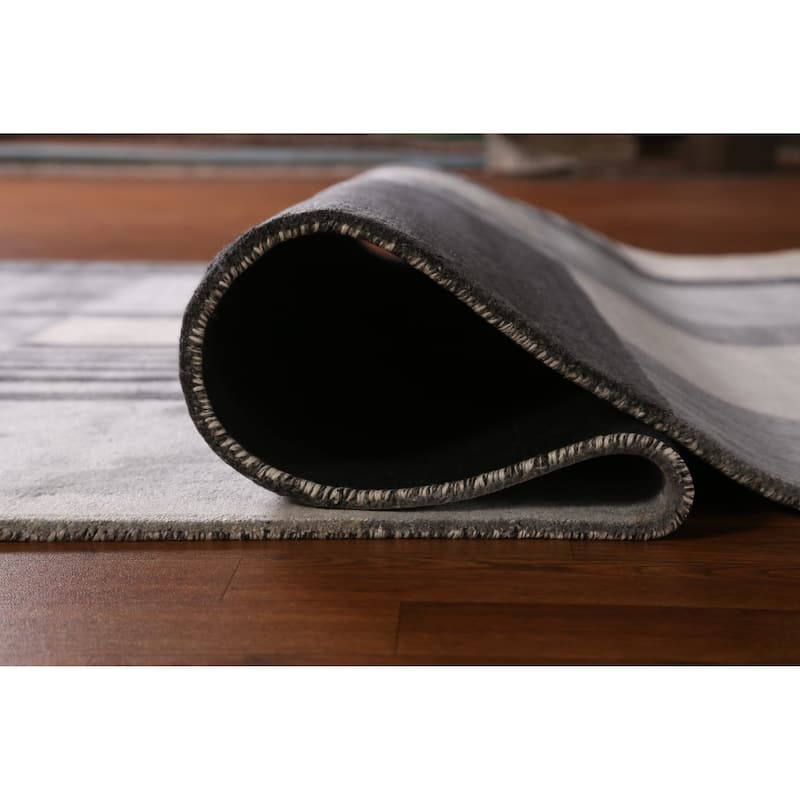 Gray Modern Indian Area Rug Hand-Tufted Wool Carpet - 5'3" x 7'7"