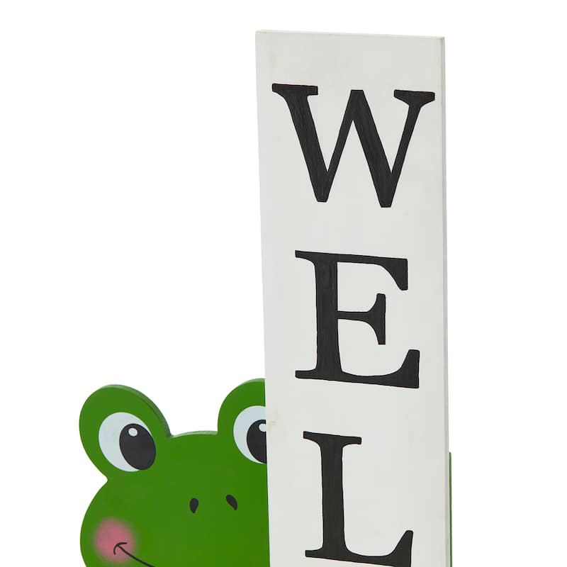 Glitzhome 36"H Wooden Frog Welcome Porch Decor for Outdoor and Indoor