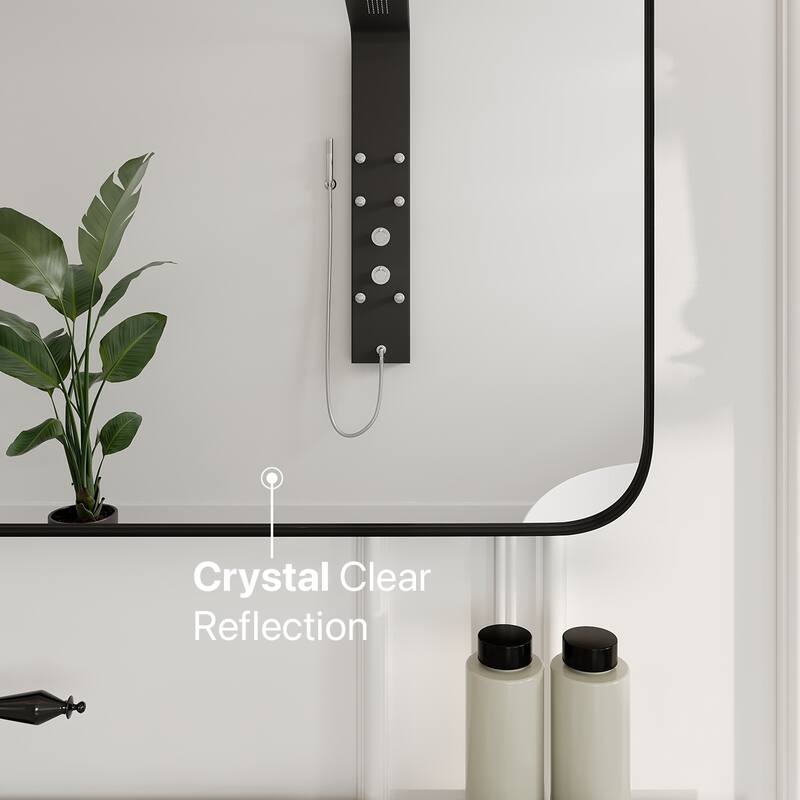 Eviva Harmony 36" x 48" Rectangular Black Metal Framed Mirror - N/A