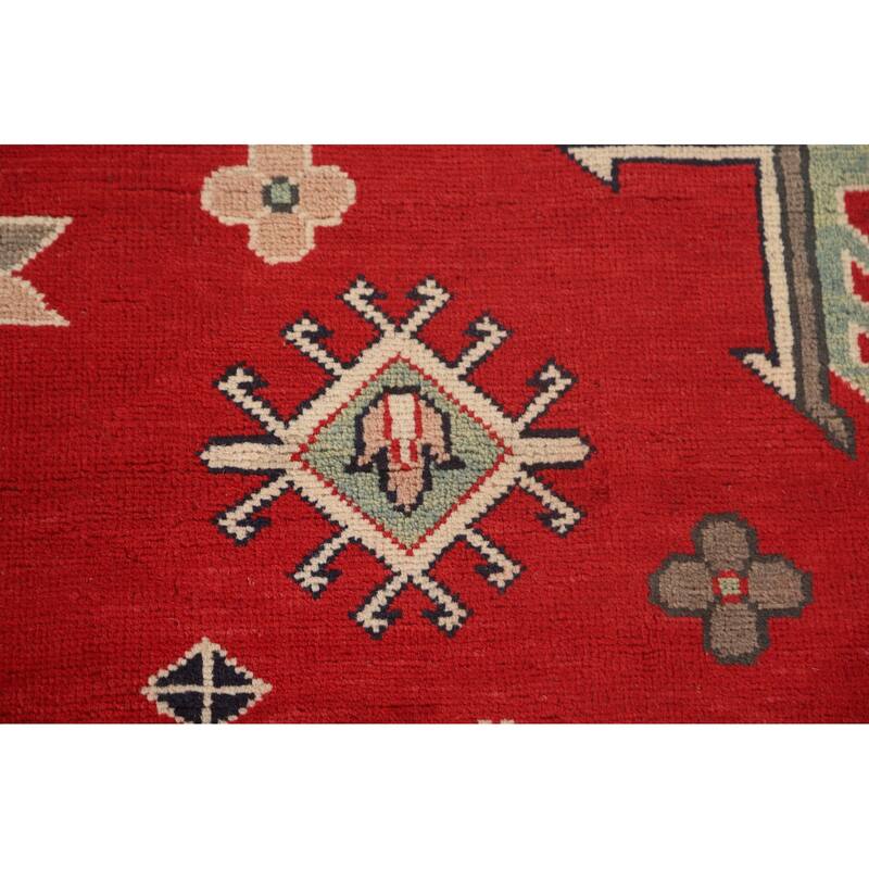 Red Kazak Oriental Area Rug Handmade Traditional Wool Carpet - 9'0"x 12'8"