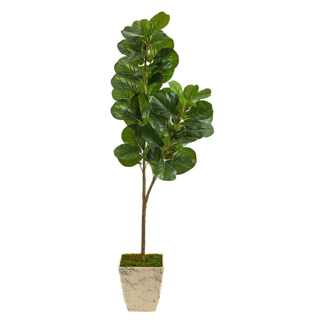Artificial Fig Tree with Planter - 5.5ft Faux Tree Indoor Decor - Realistic Green Foliage for Home Office - 51-60 Inches