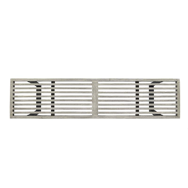 Roomfitters Modern Acacia Wood Patio Dining Bench with Iron Legs, Slat Top