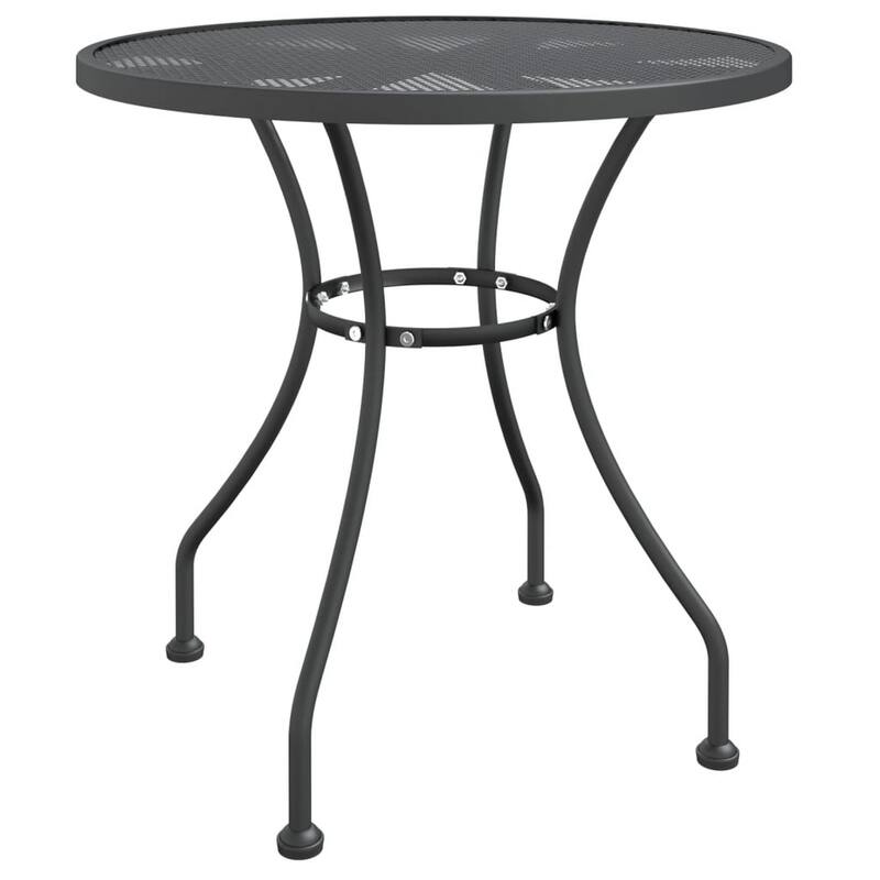 3pc Outdoor Patio Dining Table Set, 2 Chairs, Round Top, Black Metal