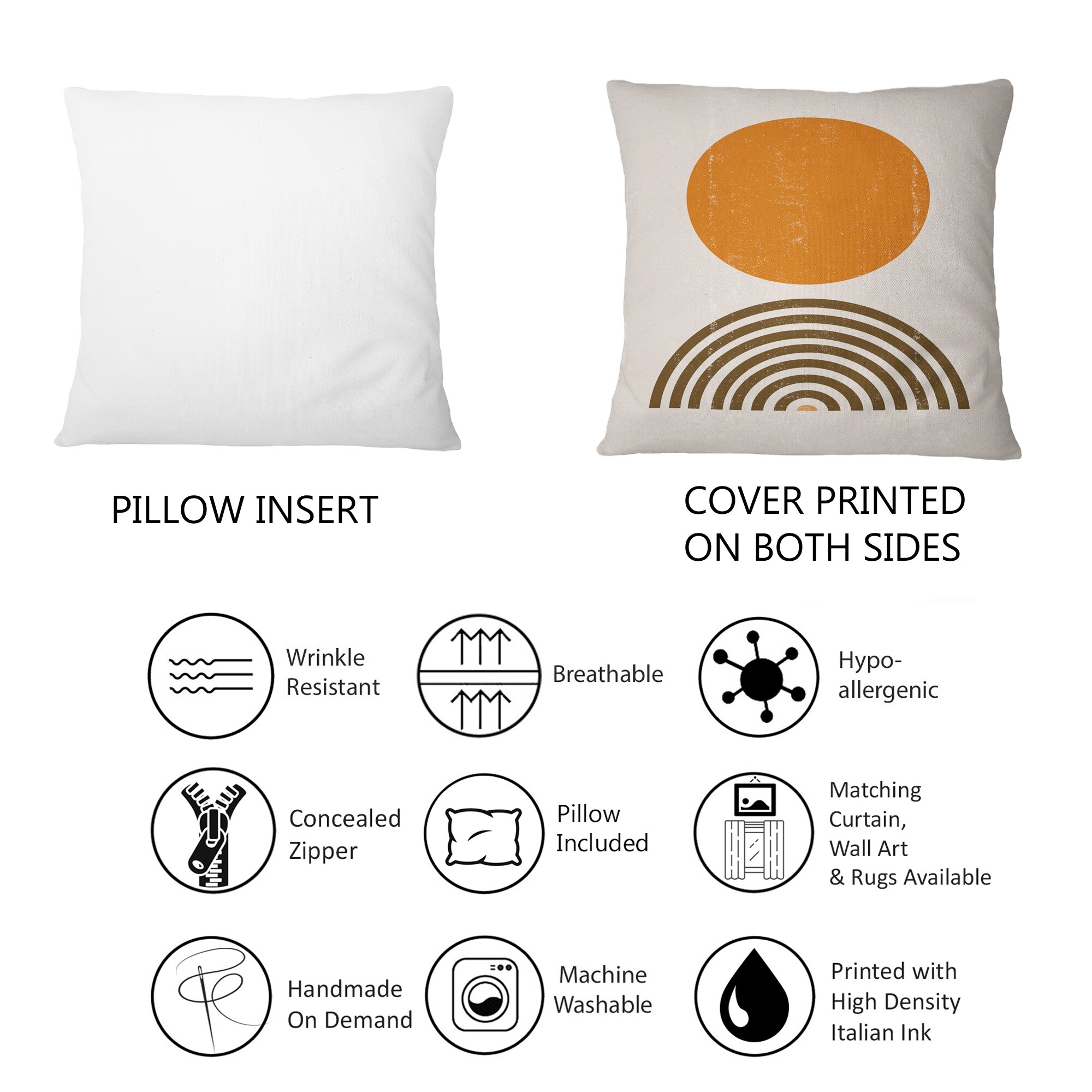 Abstract Minimal Orange Sun & Rainbow Modern Art Print by Designart  -image