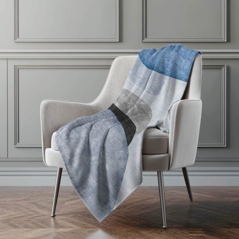 Premium Machine Washable Modern Contemporary Sherpa Throw Blanket - Blue - 4'2" x 5'10"