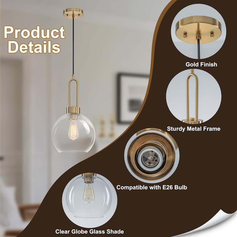 Starsky 1-Light Single Globe Clear Glass Pendant