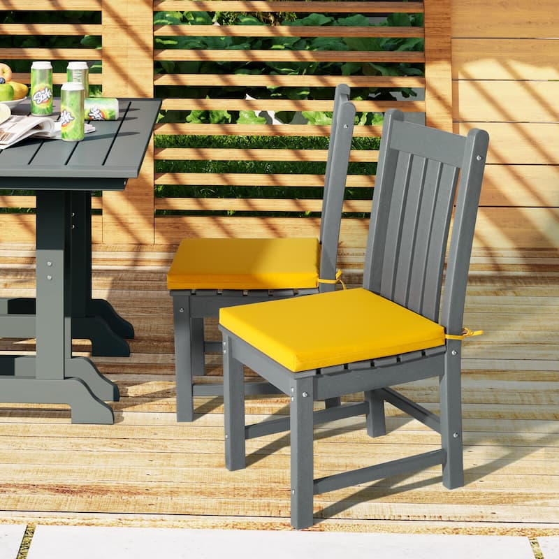 Fading Free All Weather Outdoor Patio Dining Chair Seat Cushions - (Set of 4) - 20" x 18" - Yellow