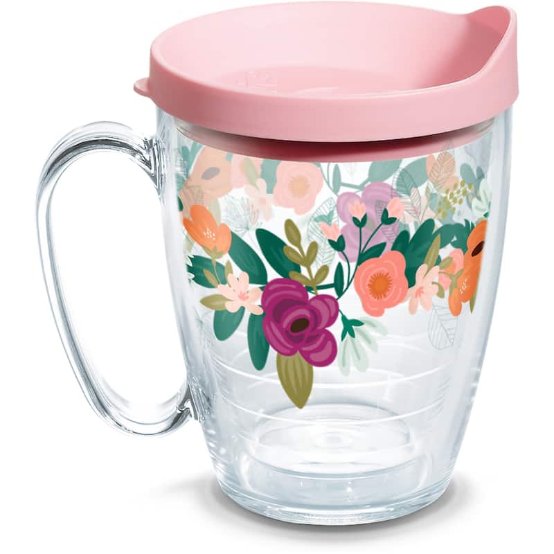 Tervis Neo Mint Floral Made in USA Double Walled Insulated Travel Tumbler, Classic - 16oz Mug - 16oz Mug