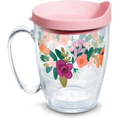 Tervis Neo Mint Floral Made in USA Double Walled Insulated Travel Tumbler, Classic - 16oz Mug
