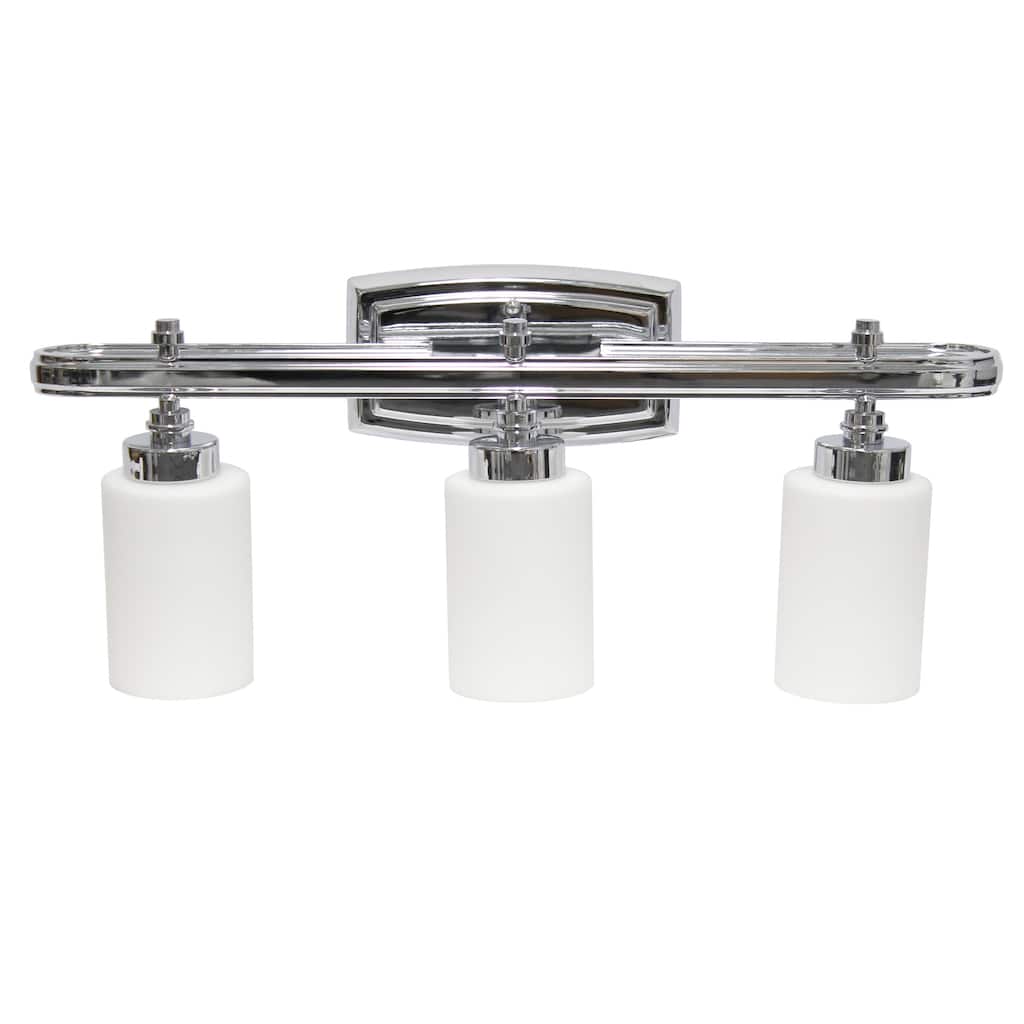 Modern 3 Light Vanity Fixture - Metal Loop & Glass Shades - Wall Mounted Lighting for Hallways - 9.5