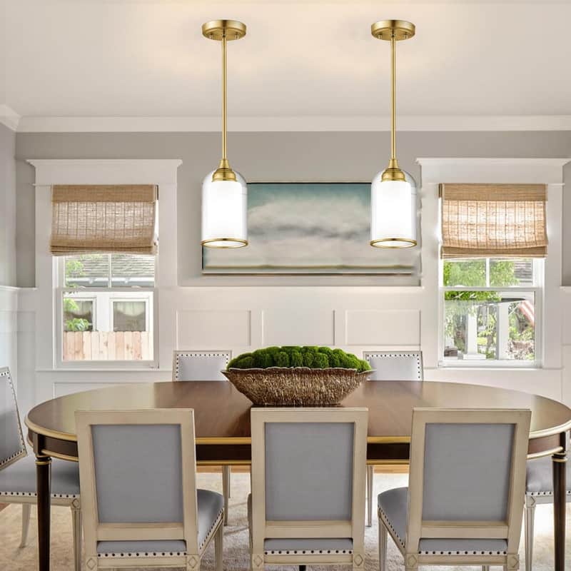 2 Pack kitchen lights brushed gold pendant lights glass island lights - N/A