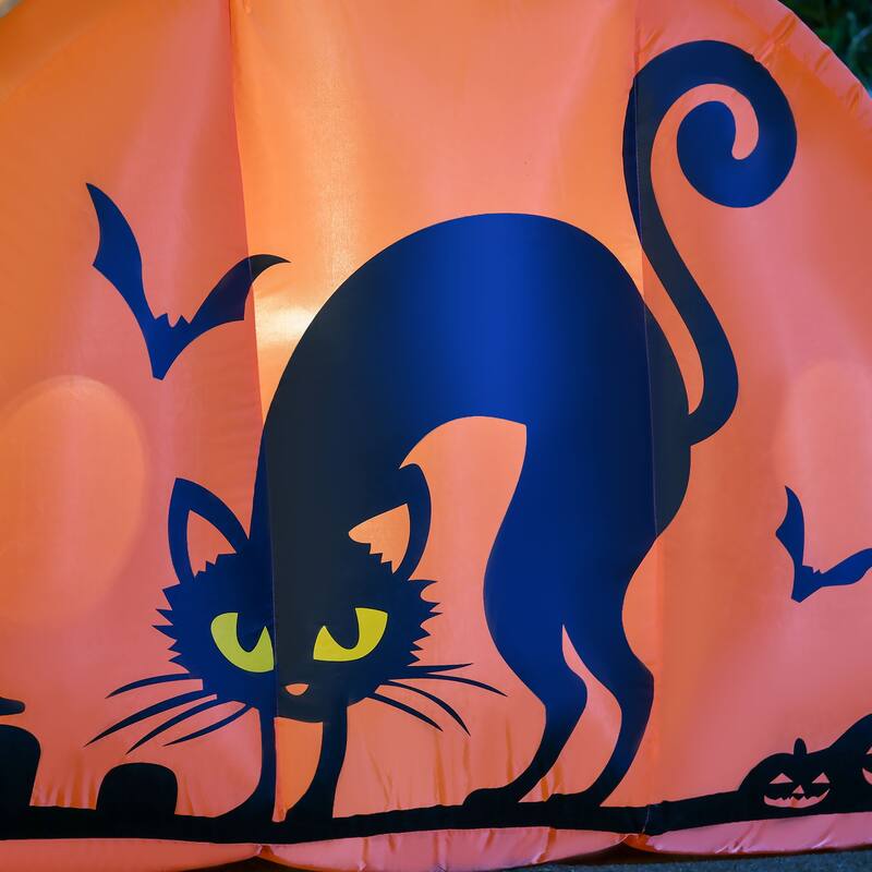 HOMCOM 5ft Halloween Inflatables Ghost with Pumpkin, Outdoor Yard Blow Up Decoration with LED Lights