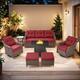 Option Brown Wicker & Red Cushion