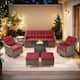 Option Brown Wicker & Red Cushion