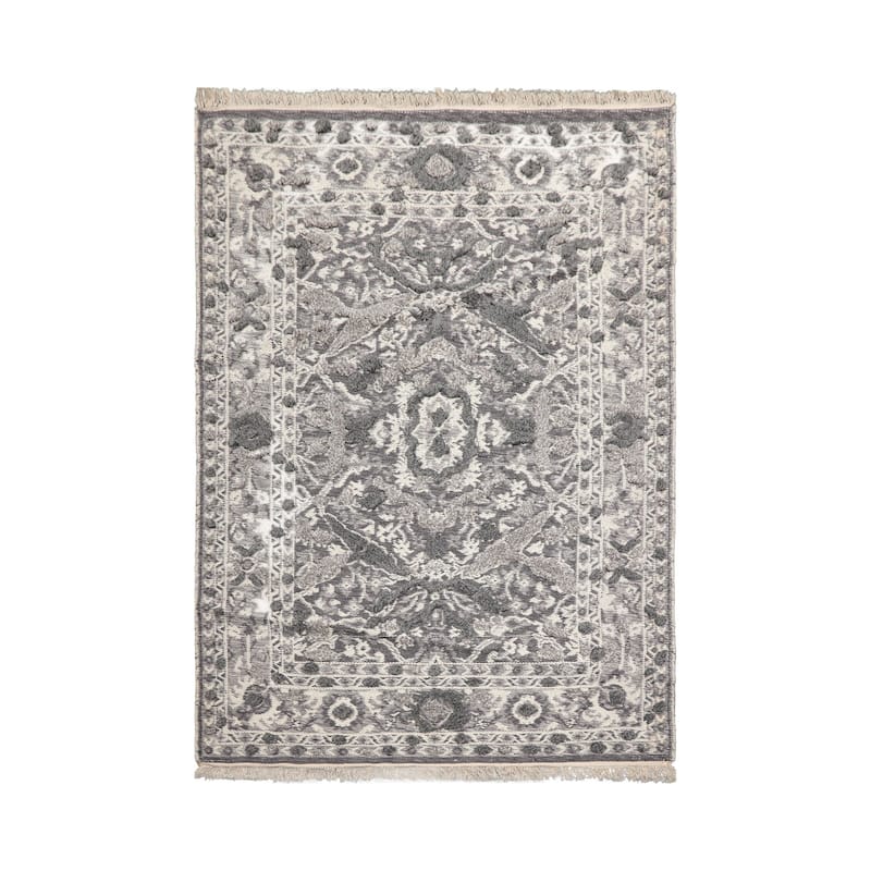 LoomBloom White Traditional Kilim Wool Hand Woven Oriental Area Rug - 5' 3'' x 7' 7''