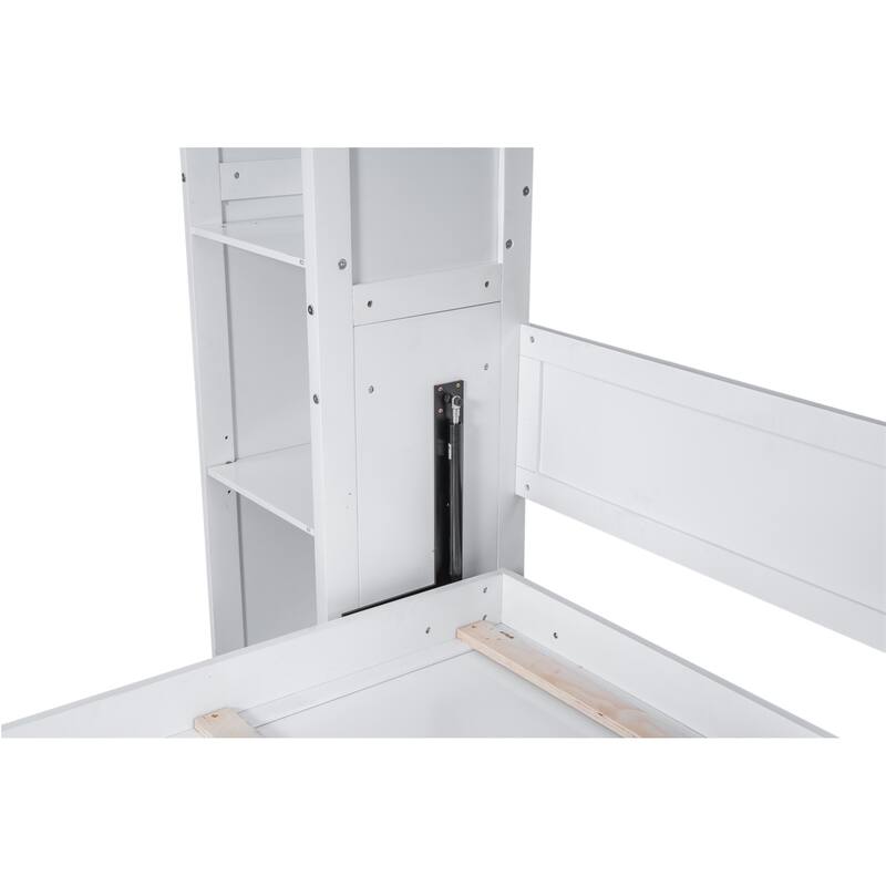 Merax Murphy Bed Wall Bed with Shelves and LED Lights