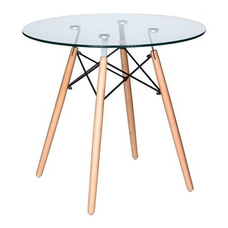 LeisureMod Dover Round Top Bistro Dining Table Wood Eiffel Base - On ...