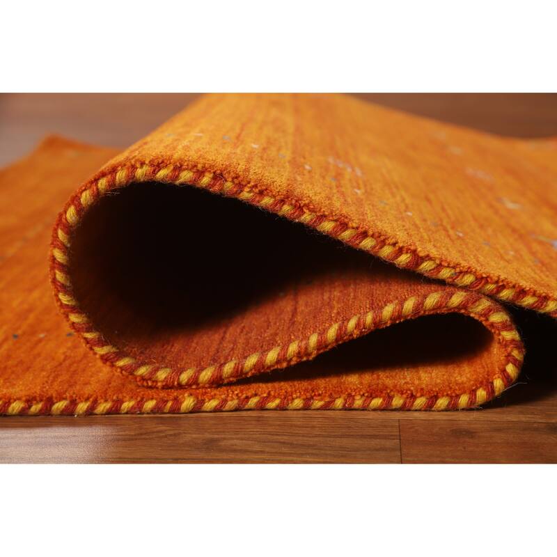 Hand Knotted Oriental 100% Wool Carpet Tribal Animal Pictorial Oranges & Rust Gabbeh Area Rug - 5' 10'' X 4' 1''