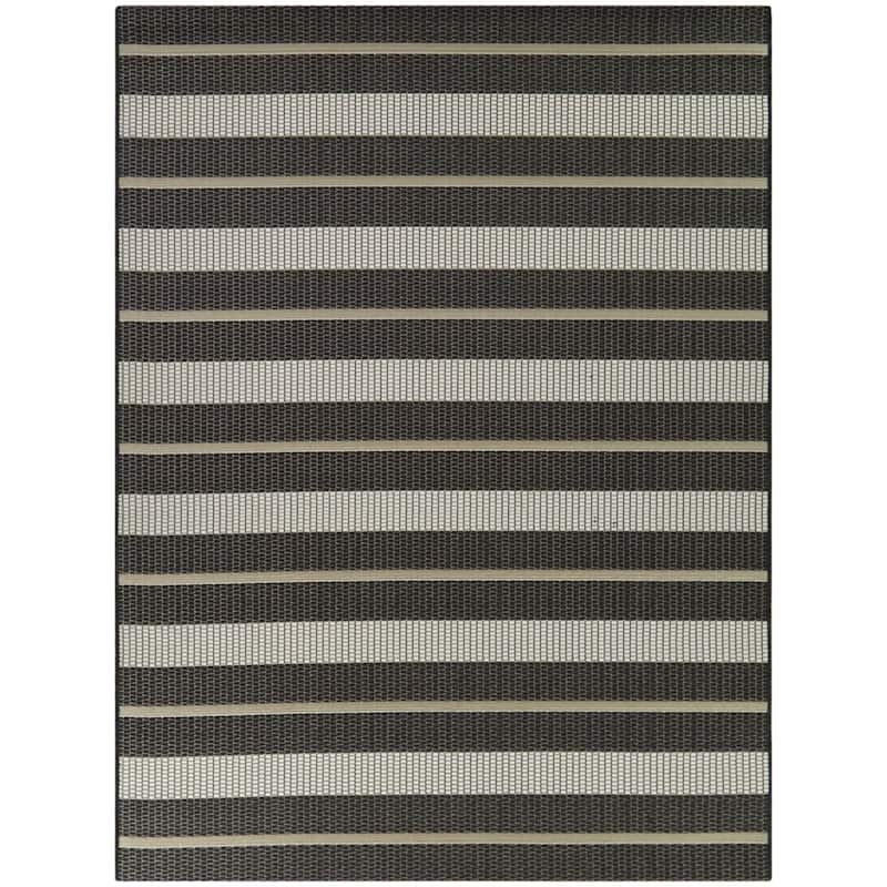 Adson Striped Patio Indoor/Outdoor Area Rug - 5'3" x 7' - Charcoal