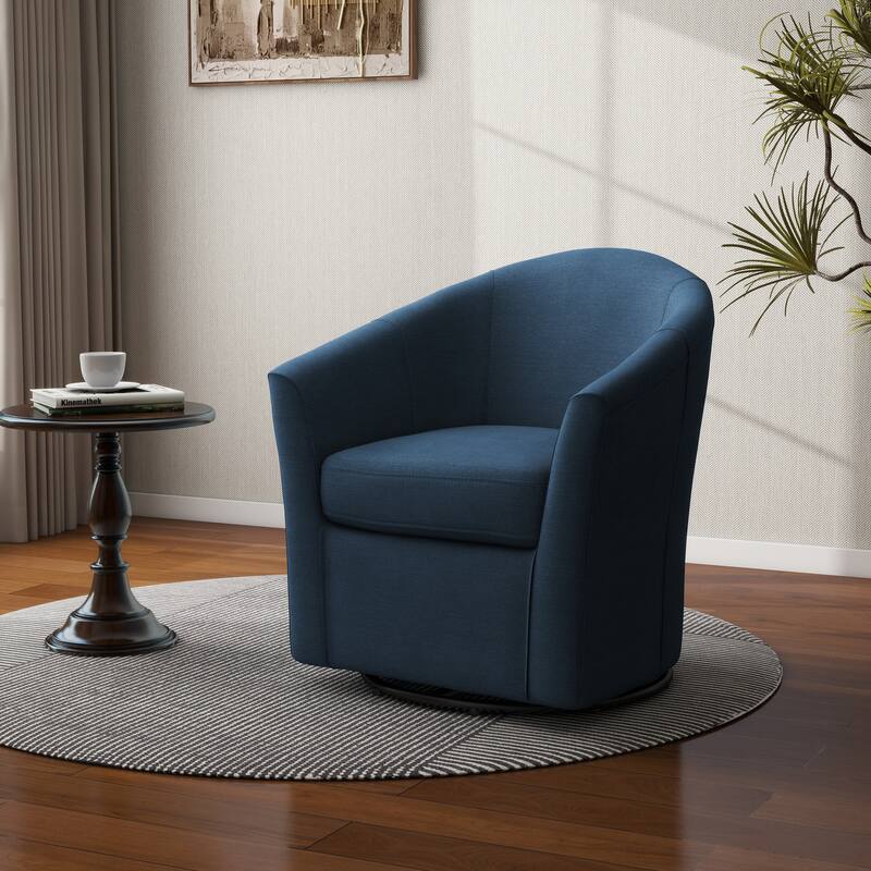 Linen Armchair Swivel Barrel Accent Chairs for Living Room