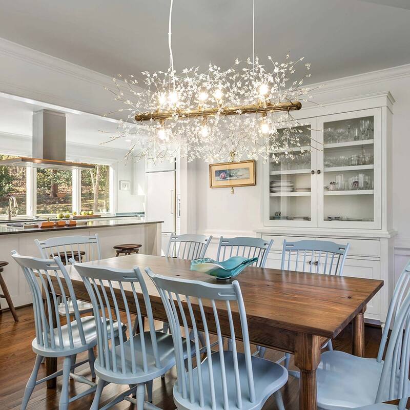 9-Light Modern Linear Firework Dandelion Crystal Chandelier