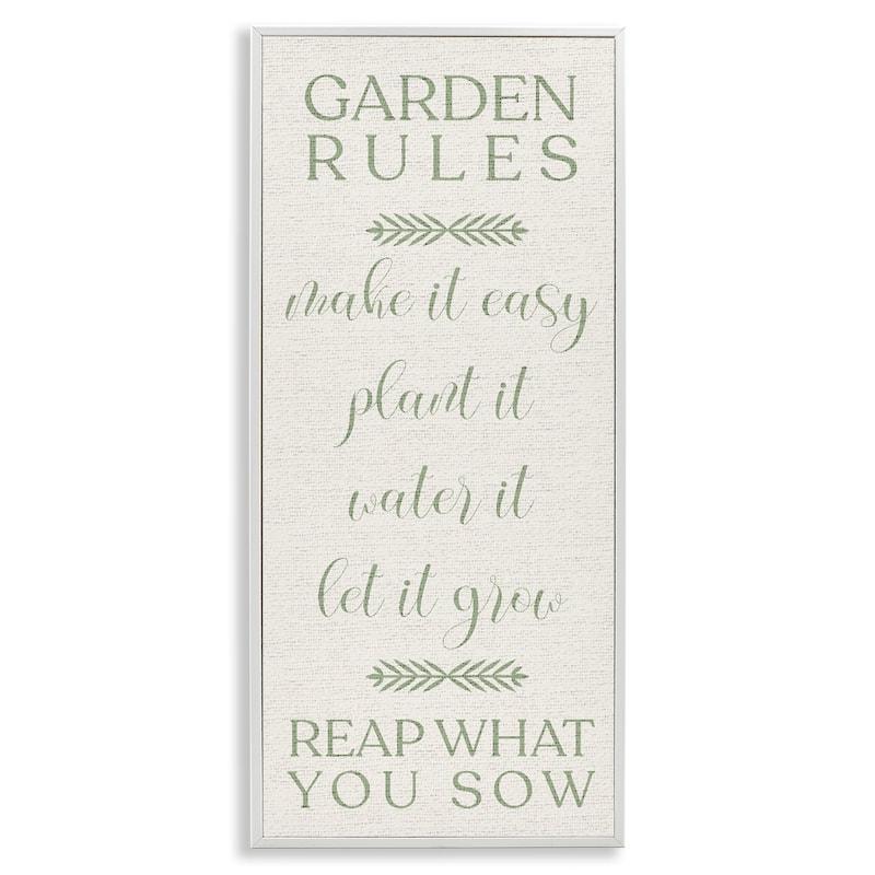 Stupell Country Garden Rules Framed Giclee Art Design By Lil' Rue - 13 x 30 - White