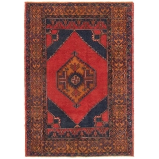 ECARPETGALLERY Hand-knotted Antalya Vintage Red Wool Rug - 3'11 x 5'3 ...