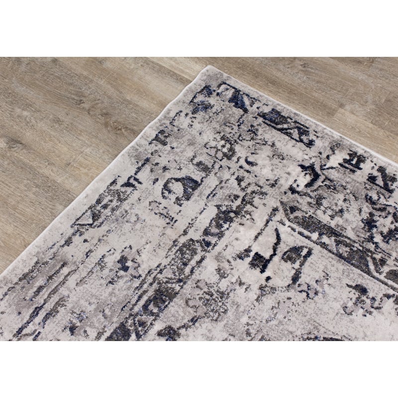 Chase Collection - Grey/Blue Medallion Border Rug