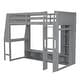 preview thumbnail 20 of 24, Twin/Full Size Gaming Loft Bed with Desk, Multi-functional Teens Kids Bed Frame with Cabinets, LED Light and Clothes Rack