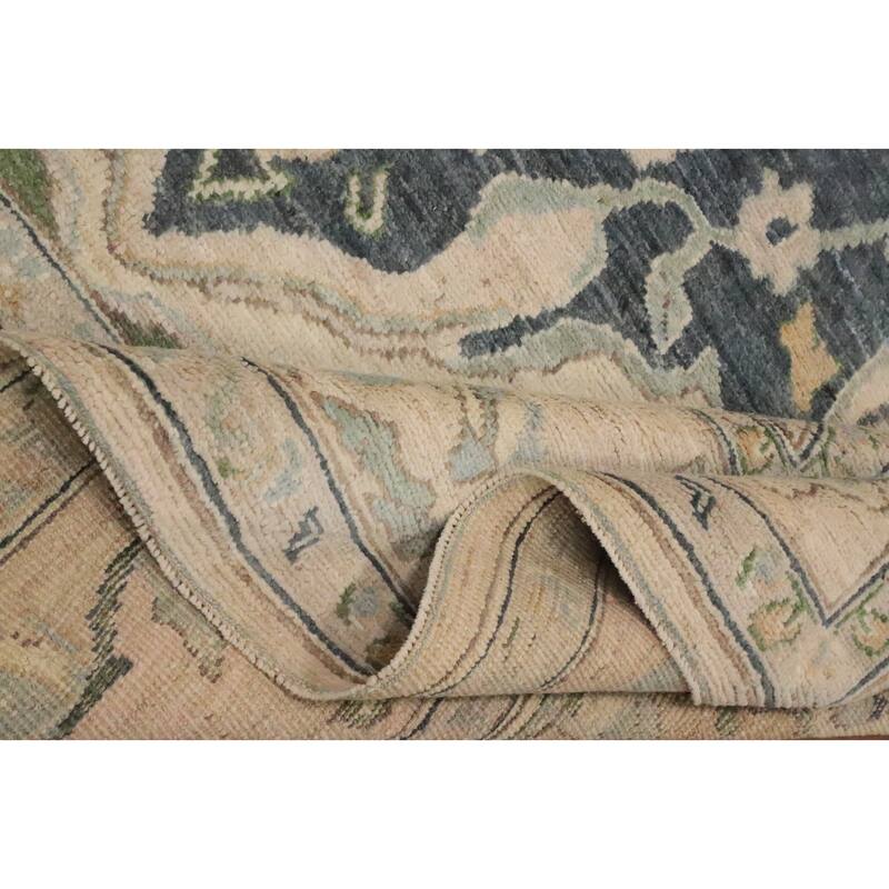 Hand Knotted Oriental 100% Wool Carpet Transitional Medallion Greys & Charcoal Oushak Area Rug - 9' 10'' X 8' 0''