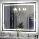preview thumbnail 23 of 156, UL Certified Black Metal Framed LED Front Light and Backlit Anti-Fog Wall Bathroom/ Vanity Mirror 48" x 38"-Square Corner - Black
