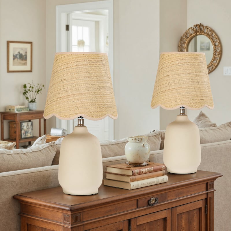 Traditional Ceramic Woven Table Lamp for Living Room