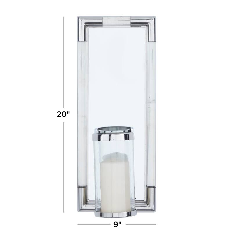 Modern Stainless Steel Geometric Wall Sconce with Mirrored Backing - Silver or Gold