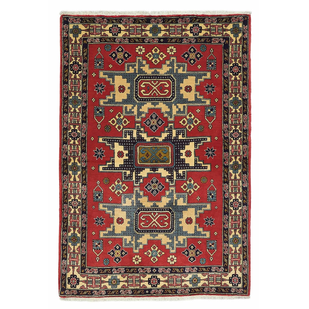 ECARPETGALLERY Hand-knotted Kayseri Vintage Red Wool Rug - 3'3 x 5'0