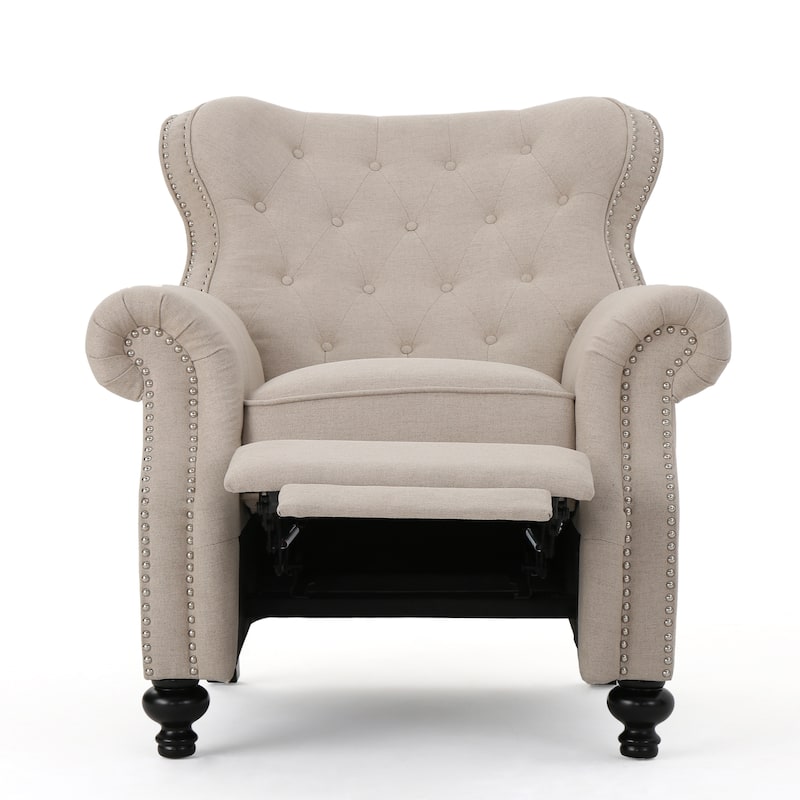 Diamond‑Stitch Tufted Recliner Chair with Nailhead Trim