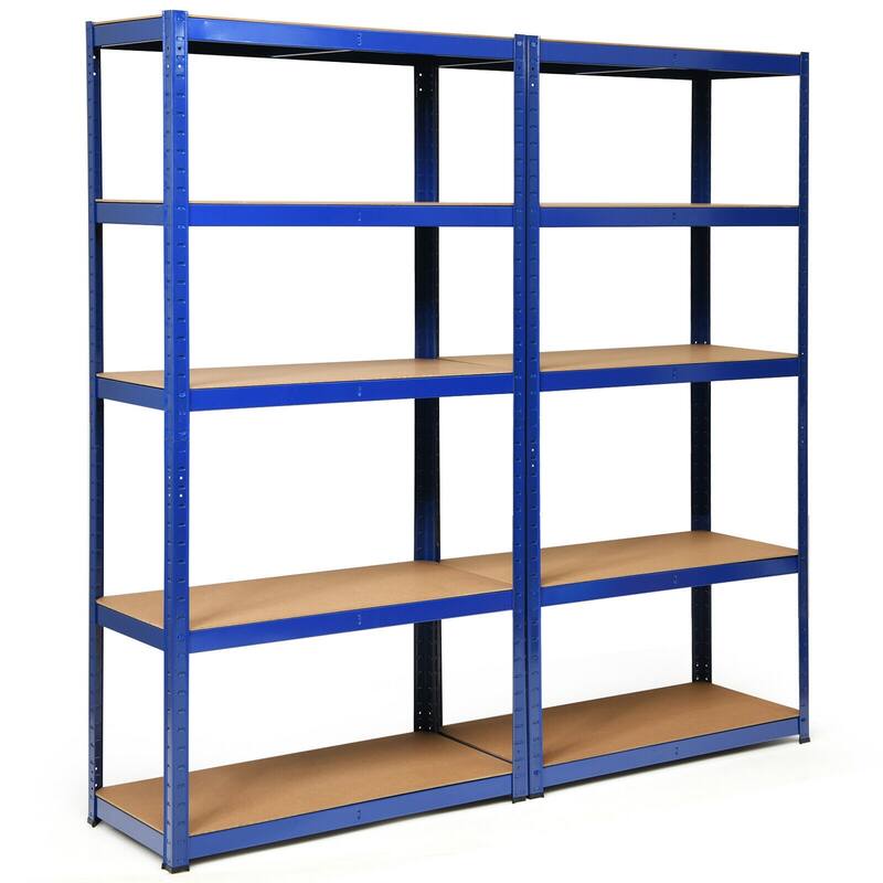 Set of 2 Navy 5-Tier Adjustable Storage Shelf Rack Heavy Duty Garage Utility Room Organizer - 36" x 16" x 72" (L x W x H)