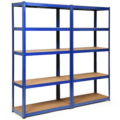 Set of 2 Navy 5-Tier Adjustable Storage Shelf Rack Heavy Duty Garage Utility Room Organizer - 36" x 16" x 72" (L x W x H)