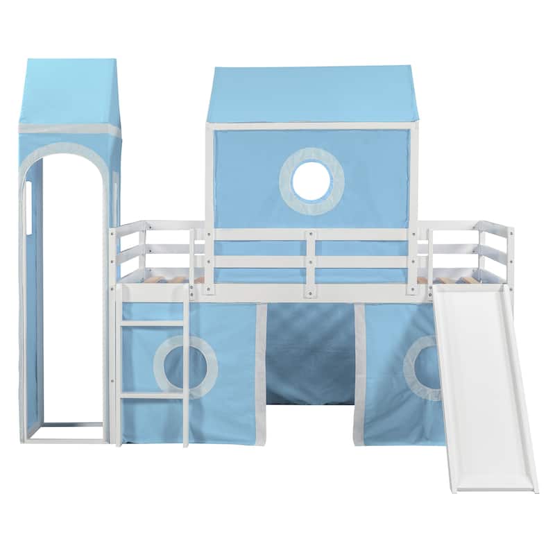 Loft Bed with Slide Tent and Tower