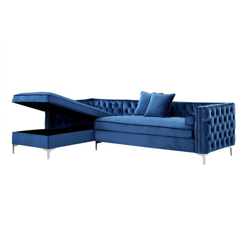 Dante Velvet Chaise Sectional Sofa